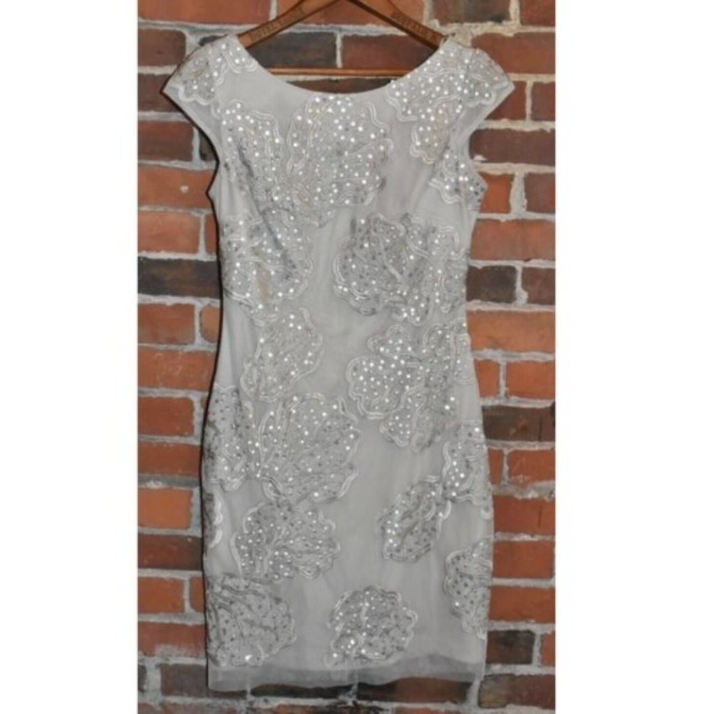 Aidan Mattox Silver Embroidered Sequine Dress - Picture 5 of 5